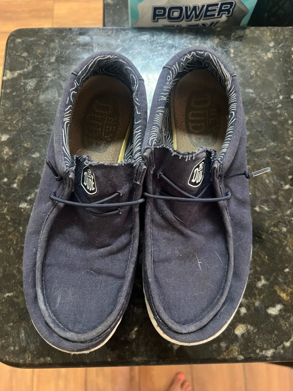 Hey Dude Navy Canvas Kids Slip-On Loafers with Elastic Laces
